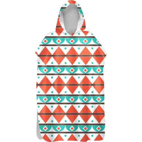 Quick Drying Microfiber Beach Poncho Towel Fashion Geometric Pattern Outdoor Swimming Surf Cloak Towels Bathrobe With Button