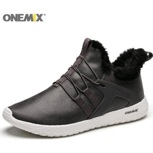 ONEMIX Winter Mens Boots Warm Wool Sneakers Outdoor Athletic Sport Shoes Comfortable Running Shoes Sale Size EU39-46
