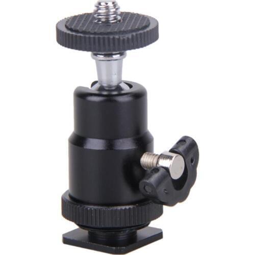 1/4 Dual Nuts Adapter Ball Head with Lock Tripod Mount Cameras LED Light Flash Bracket Mini Ball Head Flash Bracket Holder Moun