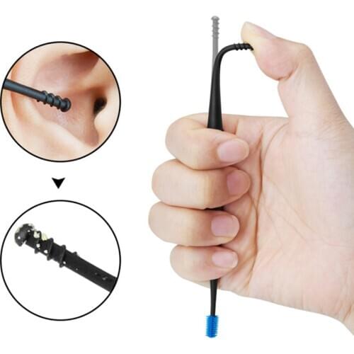 1pcs Soft Silicone Double Head Ear Pick Ear Clean Tool Double-ended Earpick Ear Wax Curette Remover Ear Cleaner Spiral Design