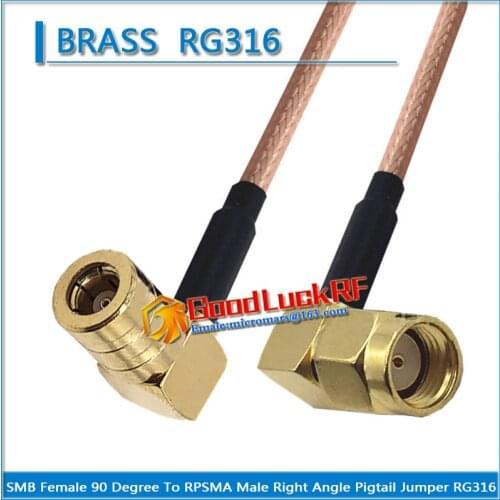 1X Pcs SMB Female 90 Degree Right Angle to RPSMA RP-SMA RP SMA Male Right Angle 90 Degree Pigtail Jumper RG316 Cable Coaxial