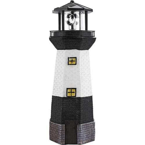 1pcs Solar Lighthouse LED Light Garden Beacon Lamp 360 Degree Rotating Home Decor Resin Waterproof LED Lighting Lighthouse
