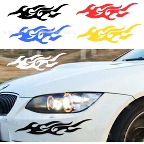 2 Pcs Universal Car Flame Fire Sticker Styling Engine Hood Motorcycle Decal Decor Mural Vinyl Covers Auto Accessories