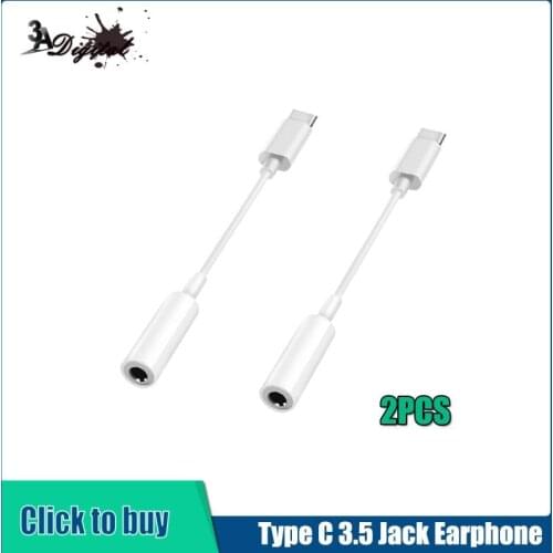 2pcs USB Type C To 3.5mm Earphone Jack Adapter Aux Audio For one plus 7 usb-c music converter cable For xiaomi huawei