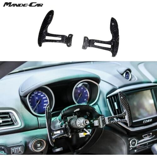 2PCS Carbon Fiber Car Steering Wheel Shift Paddle Shifter Extension For Maserati Ghibli 2014-2020 styling