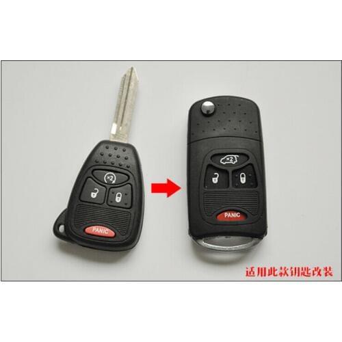 3+1 Buttons Modified Flip Folding Remote Key Shell Case For Chrysler 300C Jeep Compass Fob Key Cover With Battery Clamp