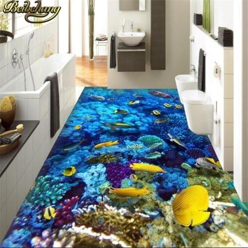 Beibehang underwater world Custom Papel De Parede 3D Floor Murals Wallpaper Vinyl Self-adhesive Waterproof Photo Wall Paper