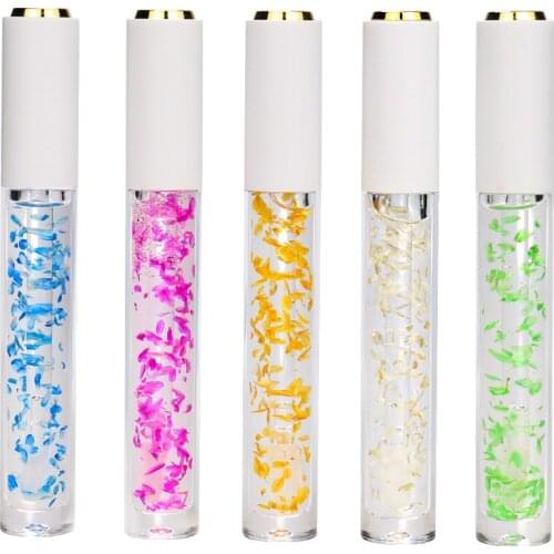 50pcs Wholesale Moisturizing Clear Lip gloss Private Label Smooth Flower Vegan Custom logo Lipgloss Makeup Lip Plumper Oil