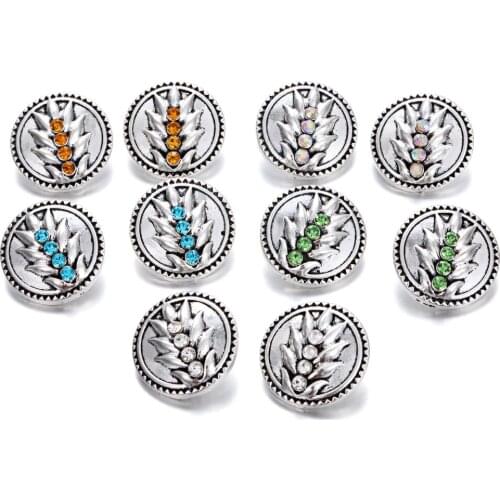 6pcs/lot New Snap Jewelry 18mm Metal Snap Buttons Crystal Flower Jewelry Fit 18mm Leather Snap Button Bracelets Jewelry