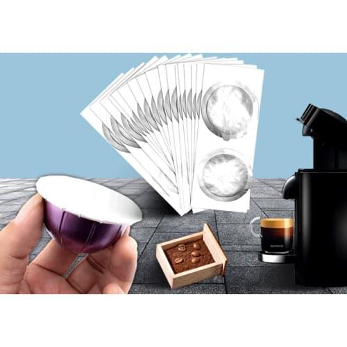 62MM Disposible Nespresso Vertuo Coffee Capsule Seals Foils Cream Foam Cafe Filter Lid Sticker For Nespresso Vertuo Plus 100PCS