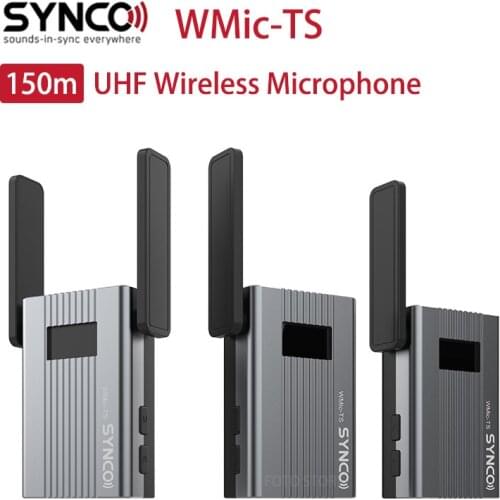 SYNCO WMic-TS Mini UHF Wireless Microphone System Transmitter Receiver set 150m Wireless lapel Mic for studio video Recording