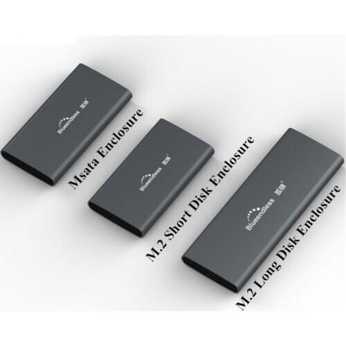 Blueendless External HDD Enclosure Case HDD 2.5' Aluminum 2242/2260/2280 M.2 SSD Case Msata USB 3.0 Hard Disk Case Caddy Box