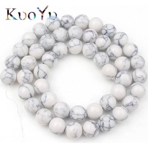 White Howlite Turquoises Stone Beads Round Loose Spacer Beads For Jewelry Making DIY Handmade Bracelet Necklace 4/6/8/10/12mm