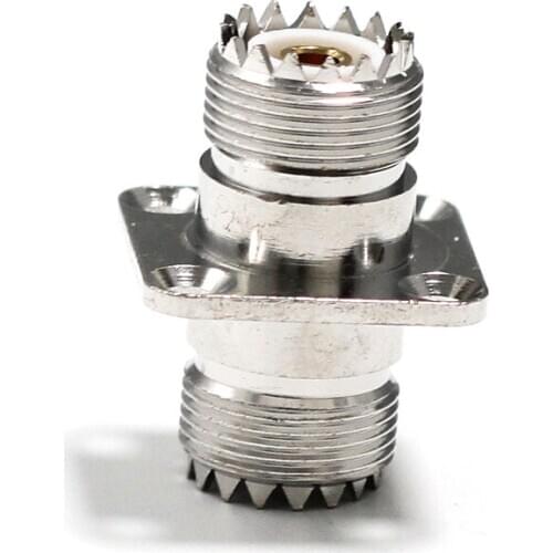 Hot selling 1pc UHF Female Jack switch Female RF Coax Adapter convertor 4-hole panel mount flange Nickelplated NEW wholesale