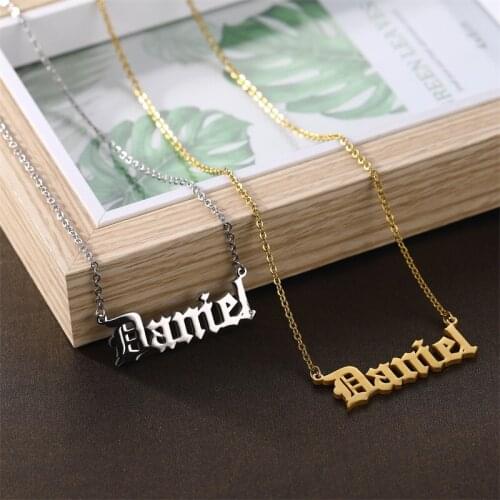 Personalized Custom Name Necklace Old English Necklaces For Women Jewelry Bridesmaid Gift Gargantilha Bijoux Femme Maxi Colar