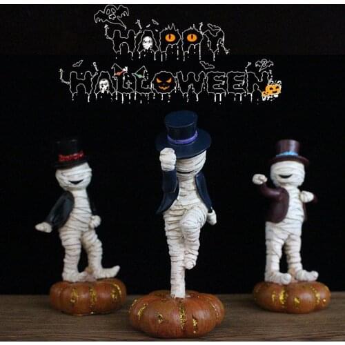 Bookshelf Pumpkin Statue Halloween Figurines Dancing Doll Mummy Sculpture