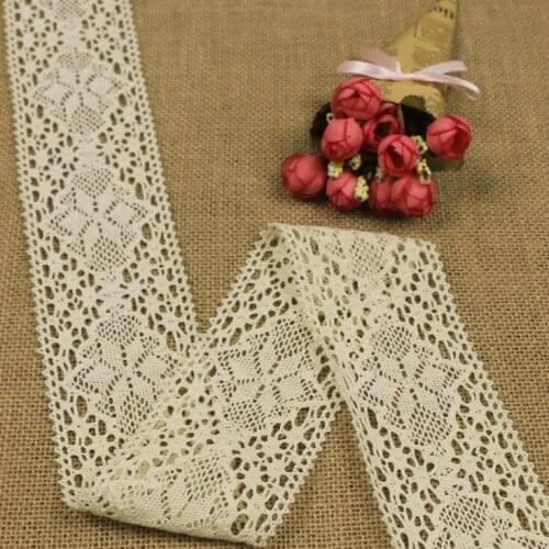 10yards/lot 7cm Off white Lace Ribbon Deco 100% Cotton Trim Torchon Lace Crochet Cotton Lace Trims Z355