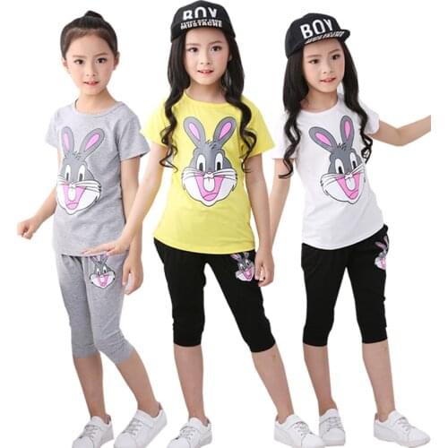 Baby Girl Summer Clothes 100%Cotton Girls Clothing Set Cartoon Children Clothing Sets T Shirt + Pants For 3 4 5 6 8 10 Year