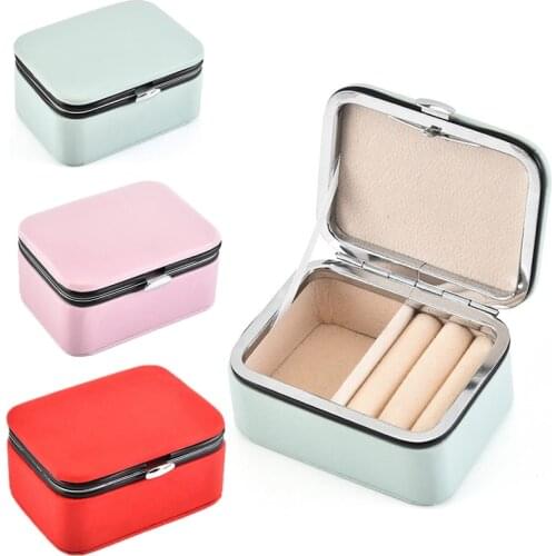 Red Pink Blue Portabl Mini Small Jewelry Storage Case Traveling Jewelry Holder Ring Earring Necklace Bangle Watch Collection Box