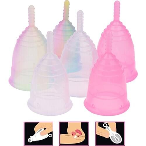 Medical Grade Silicone Menstrual Cup Feminine Hygiene Rainbow Menstrual Supplies For Lady Health Care Tools