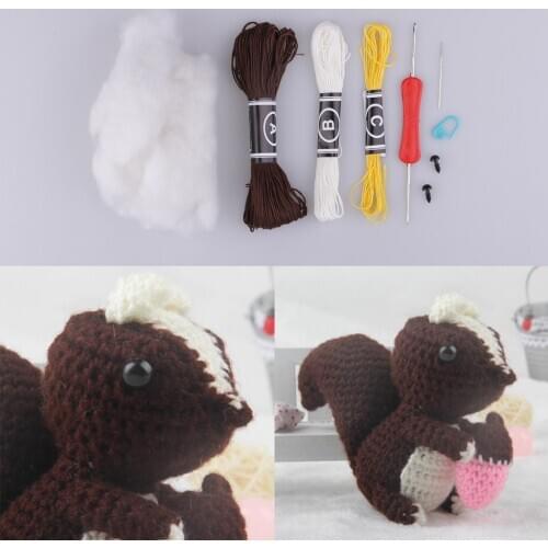 Cute Squirrel Amigurumi Crochet Kit - DIY Material - Stuffed Doll Making Kit