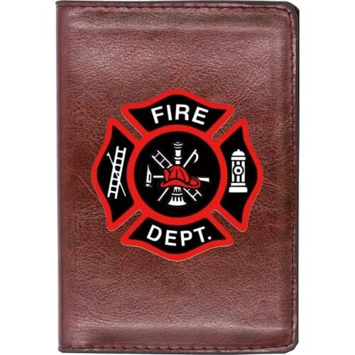 High Quality Leather Fire Dept. Printing Travel Passport Cover ID Credit Card Case