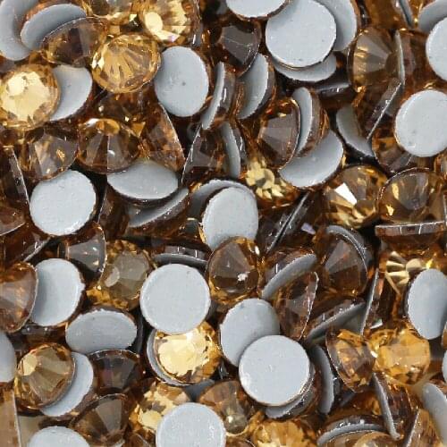 Top Quality Lt.col.topaz Rhinestones Glass Strass Hotfix Flat Back Gems Crystal Clothes Accessories SS6 SS10 SS16 SS20 SS30