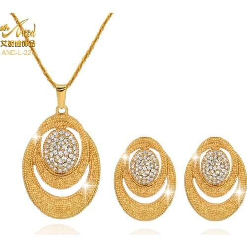 ANIID Necklace Earrings Sets Torus Pendant Gold Bridal Womens Jewelery 24k Big Indian Wedding Accessories Bride Cute Ethnic Arab