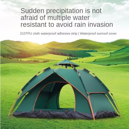 Camping Tent Tourists Automatic Speed Opening Spring Double Layer Beach Tents 4 Person Tent 210D Oxford Cloth Waterproof Fabric