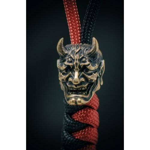 Prajna Handmade Pendant Key Paracord Beads Pendant Outdoor EDC Skull Pendant Personality DIY Copper