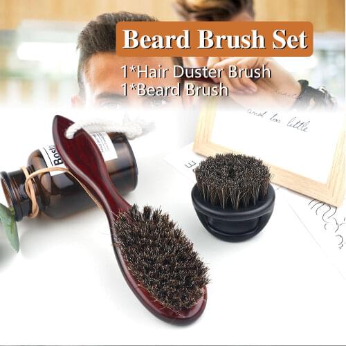 Professional Barber Men Natural Boar Bristle Beard Brush Beard Cleaning Appliance Goat Hair Brush Oil Head Neck Sweep Hair Brush