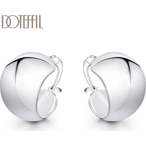 DOTEFFIL 925 Sterling Silver Smooth Egg Shape Earrings For Women Jewelry Cute Romantic Jewelry Wedding Party Gift
