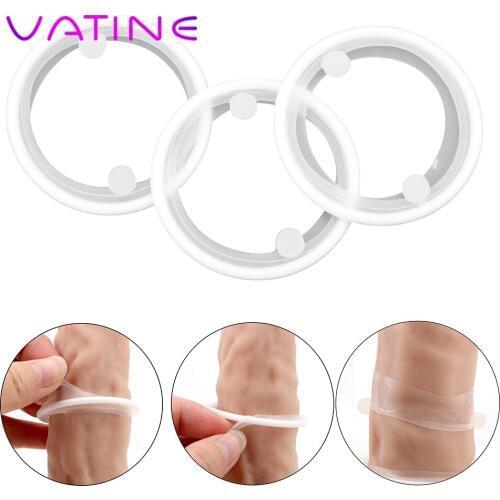 VATINE 3Pcs/set Penis Ring Silicone Cock Ring Delay Ejaculation Foreskin Sex Toys for Men Male Adult Products