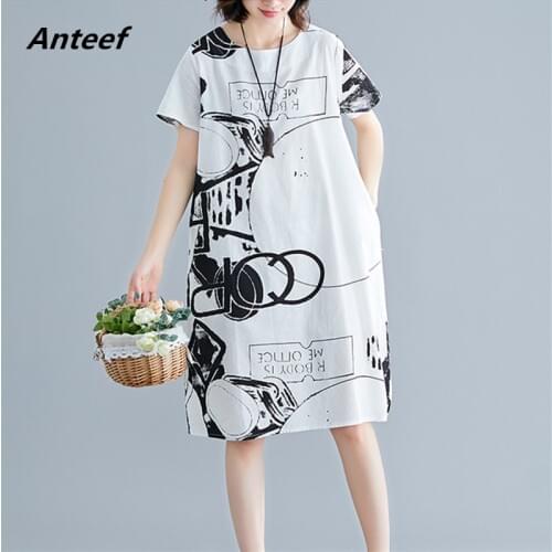 Cotton linen plus size vintage floral women casual loose midi summer sun dress elegant clothes 2021 ladies dresses sundress