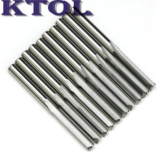 HIGH-CLASS 1/8'' x17mm Two Flute Straight Bit CNC Carbide Endmill Cutter Wood Router Tools, 10pcs Slot Cutter MDF End Mill Set