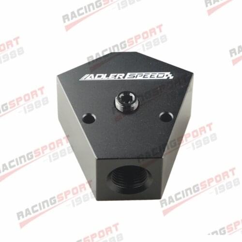 1/2'' In 3/8'' Out Female Y-Block Fitting With 1/2" NPT Gauge Port Black/BLUE/RED