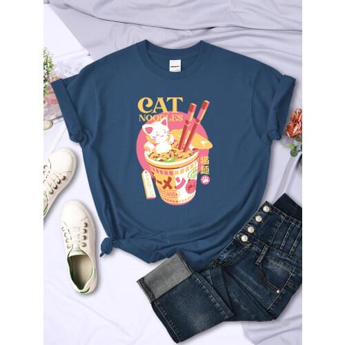 Permium cat moodles Kawaii Printing Women Tshirt Harajuku Oversized T-Shirts Fashion Soft T Shirts Breathable Loose Tops Womens