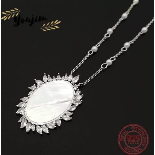 New Womens Adjustable Zircon Mother Shell Necklace Fashion Luxury Monaco Exquisite Jewelry Gift 925 Silver