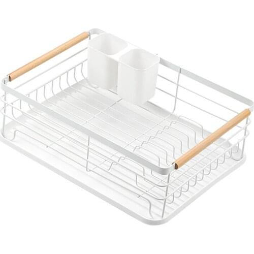 1Pcs Cutlery Drainer Removable Drying Rack With Drip Tray And Cutlery Tray Dish Set For Plates Bowls Mugs Drainer(White)
