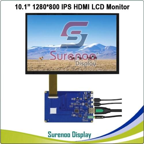 10.1" inch 1280*800 HDMI-Compatible LCD Module Display Monitor IPS Screen USB Capacitive Touch Panel Audio for Raspberry Pi