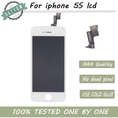 10PCS/lot Cold Glue Grade AAA+ Quality For LCD iPhone 5S LCD Display With Touch Screen Digitizer Assembly Black/White Replacemen