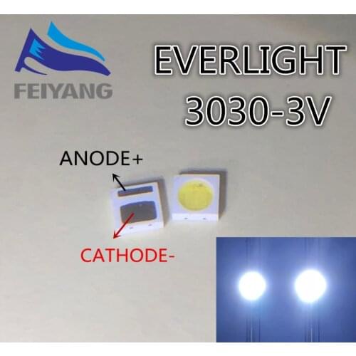 200pcs EVERLIGHT LED Backlight 1W 3030 3V Cool white 80-90LM TV Application 62-113TUN2C/S5000-00F/TR8-T