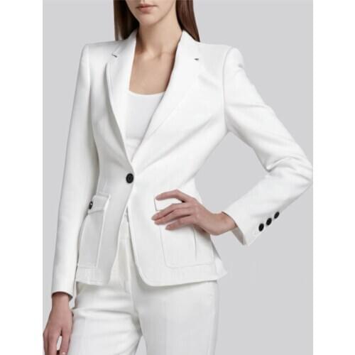 2015 Custom made White OL Style Long Sleeves Suit Women Business Slim Suit For Autumn Spring