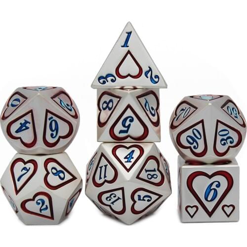 2020 New DnD Metal Dice RPG MTG Dice Include Dice Pouch A Variety of Colors D4 D6 D8 D10 D12 D20 Heart style metal dice