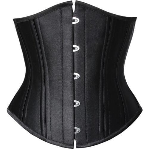 26 Steel Boned Corset Black Steampunk Waist Trainer Corsets Slimmer Weight Loss Double Boned Corsets and Bustier Gothic Clothing