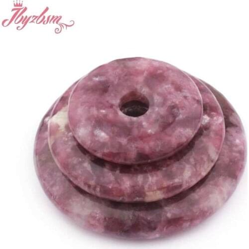 30,40,50mm Donut Rings Lepidolite Purple Natural Stone Loose Beads For DIY Women Necklace Bracelet Pendant Jewelry Making 1 Pcs