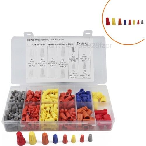 320pcs Boxed Crimping Cap Screw Terminal / Insulated Wire Cap / Crimping Cap Waterproof End