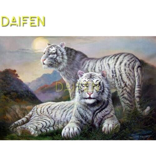 5D DIY Diamond embroidery Cross stitch animal Full Square Diamond painting Full Round Diamond mosaic white tigers