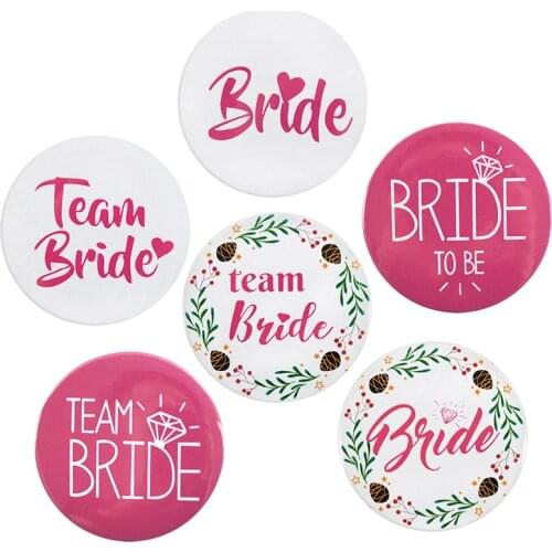 6Pcs Bachelorette Party Props Team Bride Badges Wedding Party Decoration Bridal Shower Hen Party Bride To Be Badge Supplies