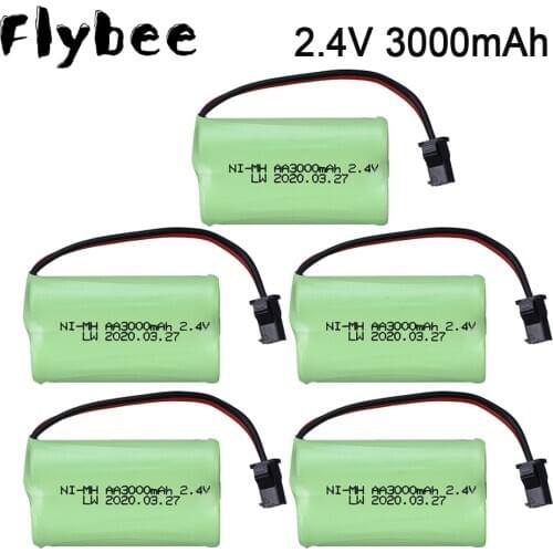 SM plug 2.4v 3000mah NiMH Battery For Rc toy Car Tanks Trains Robot Boat Gun Ni-MH AA 2400 mah 2.4 v Rechargeable Battery 1-5Pcs